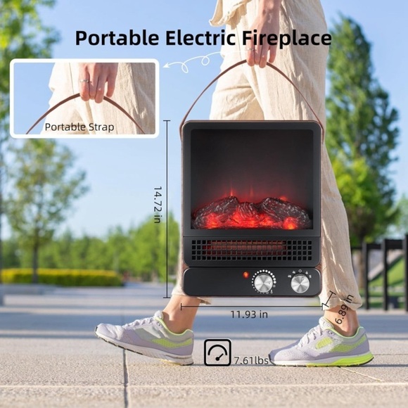 1500W Portable Electric Fireplace Space Heater. - Picture 9 of 11
